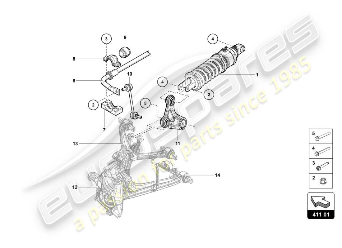lamborghini centenario coupe (2017) shock absorbers front parts diagram