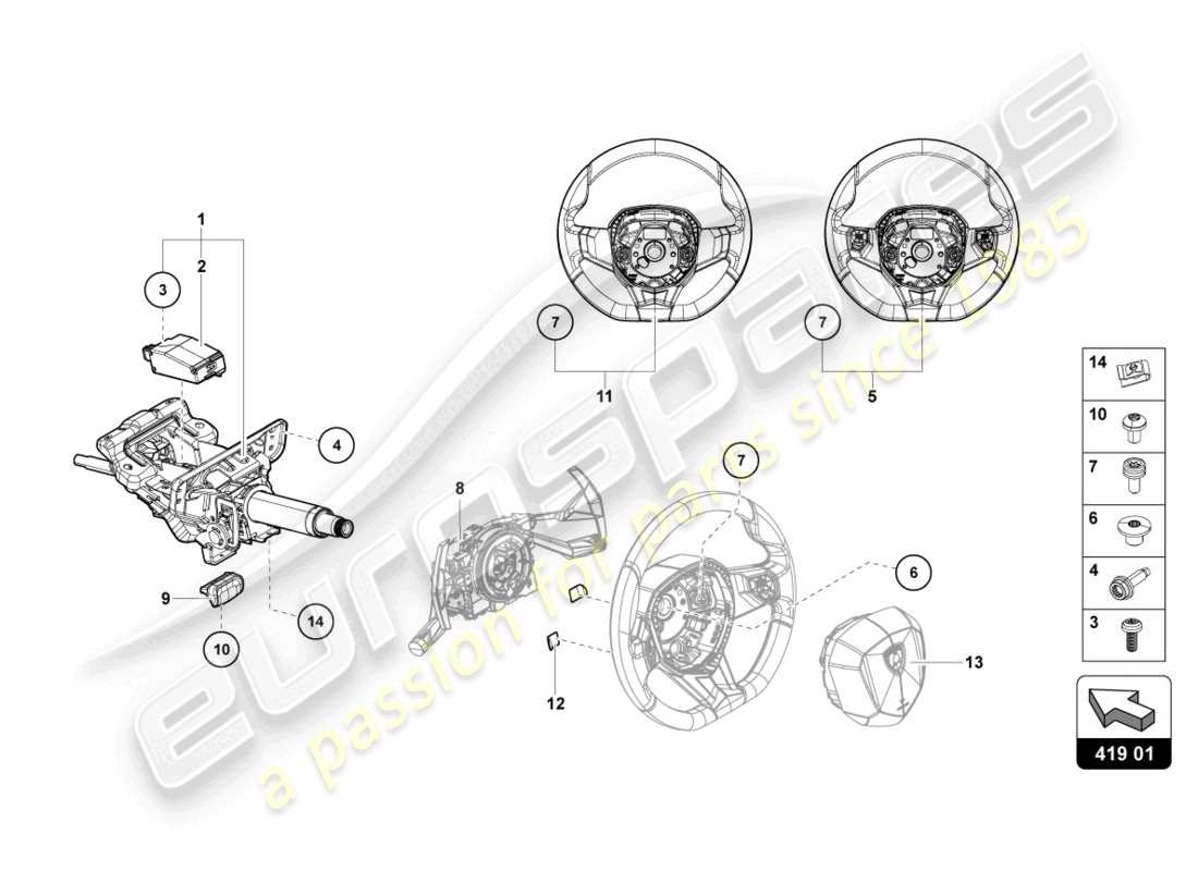 lamborghini sian (2020) steering system parts diagram