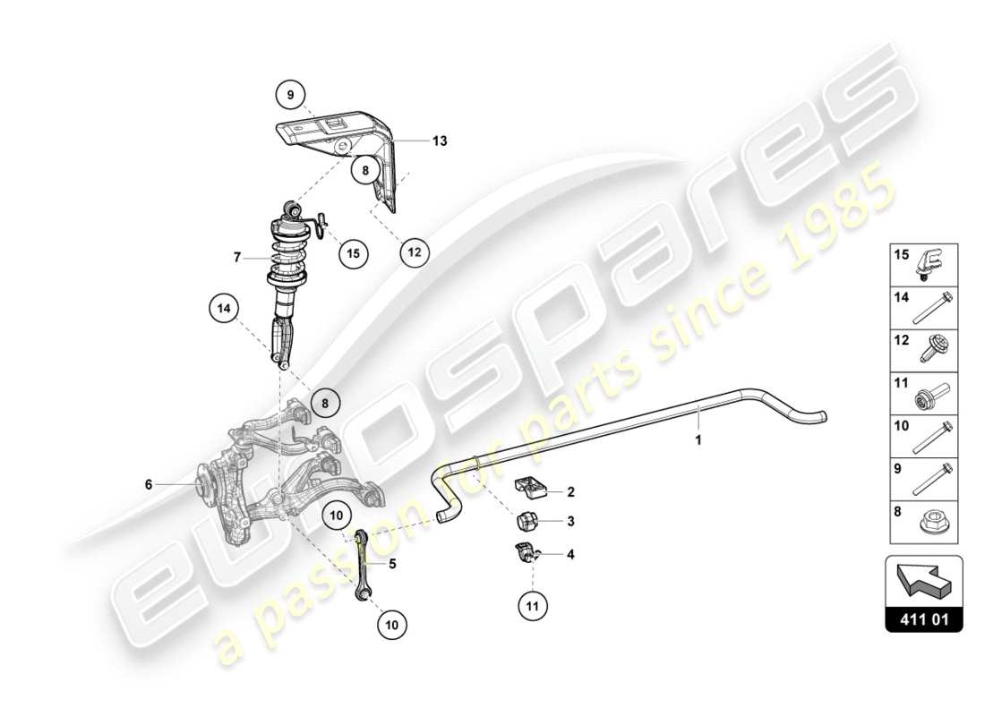 lamborghini 2019 (lp580-2 coupe) shock absorbers front part diagram