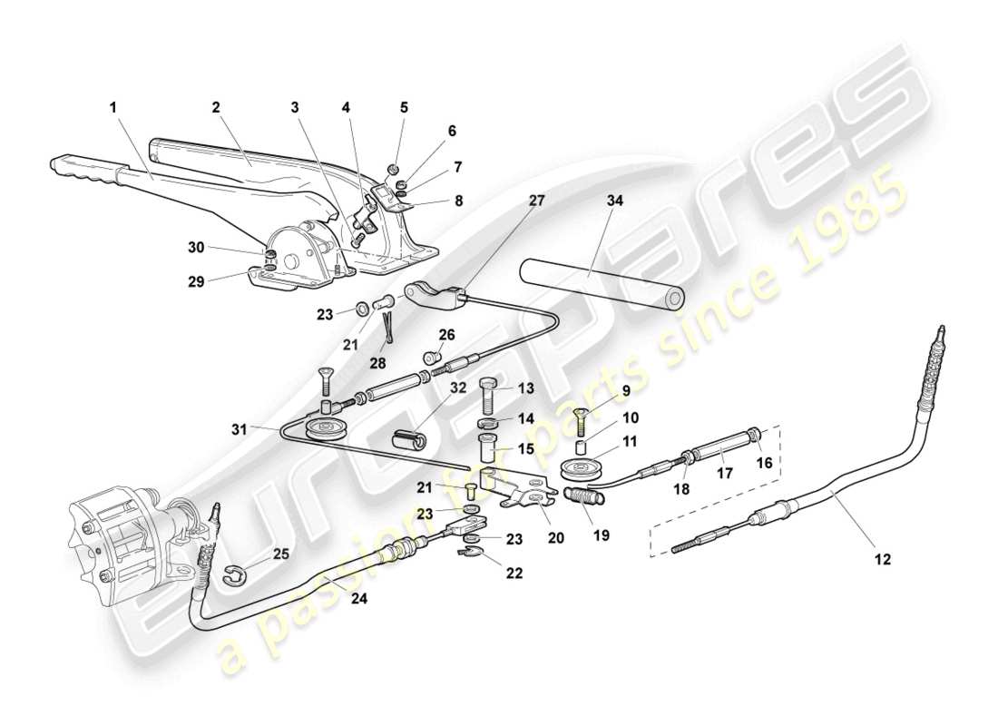 lamborghini murcielago coupe (2006) brake lever parts diagram