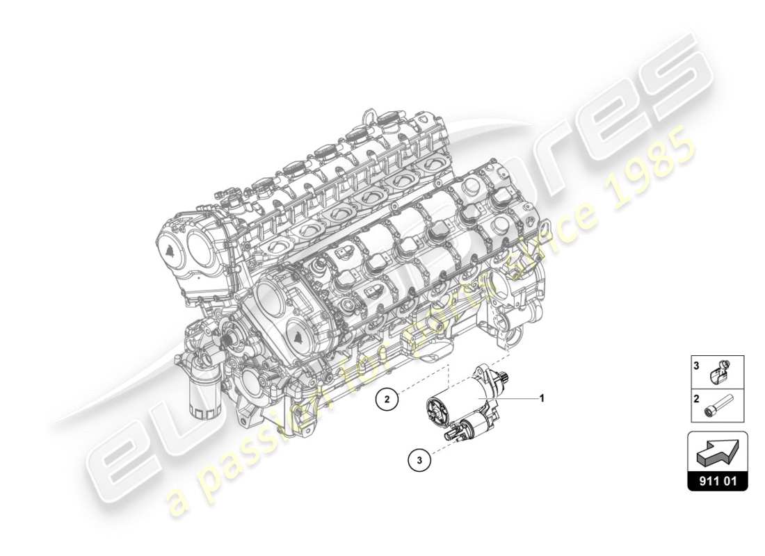 lamborghini centenario coupe (2017) starter parts diagram