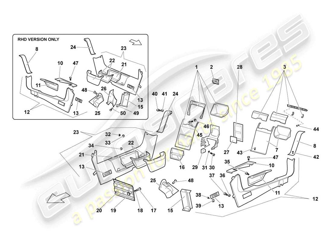a part diagram from the lamborghini murcielago coupe (2002) parts catalogue