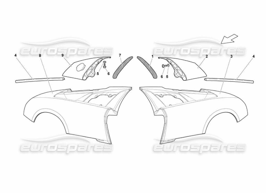 a part diagram from the lamborghini murcielago lp670 parts catalogue