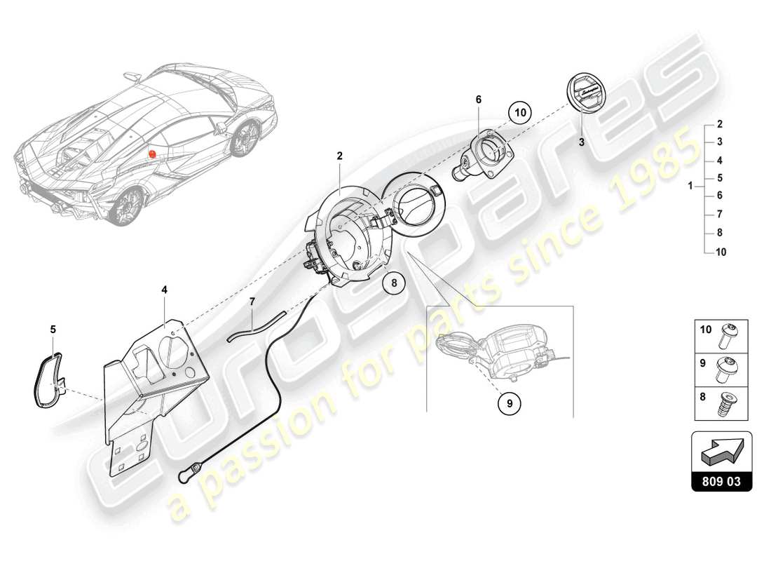 a part diagram from the lamborghini sian parts catalogue