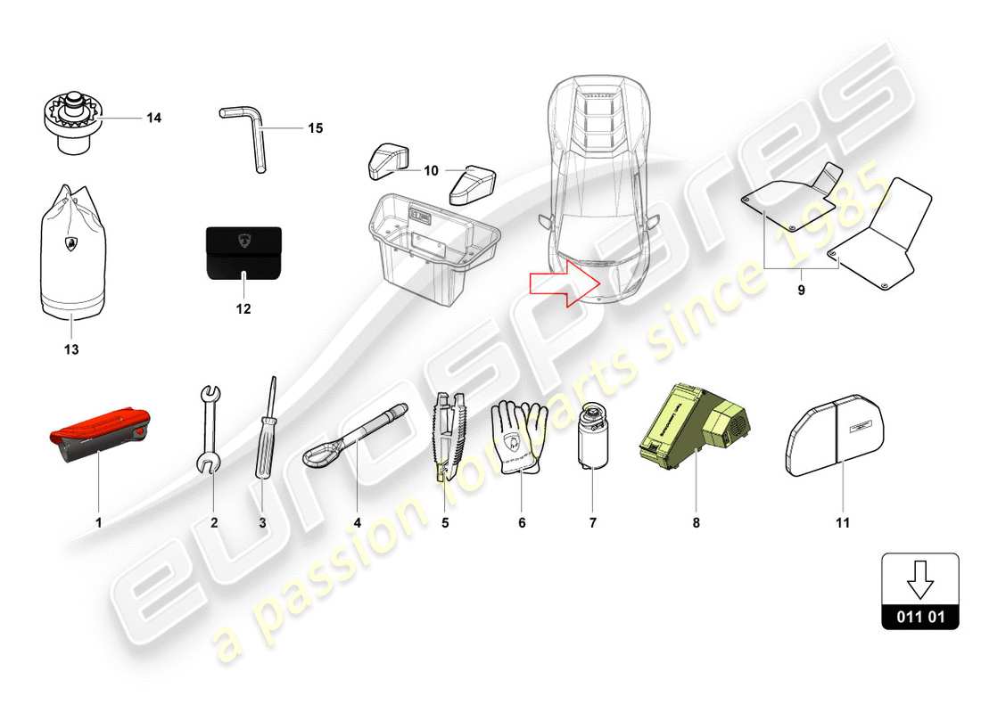 a part diagram from the Lamborghini PERFORMANTE SPYDER (2018) parts catalogue