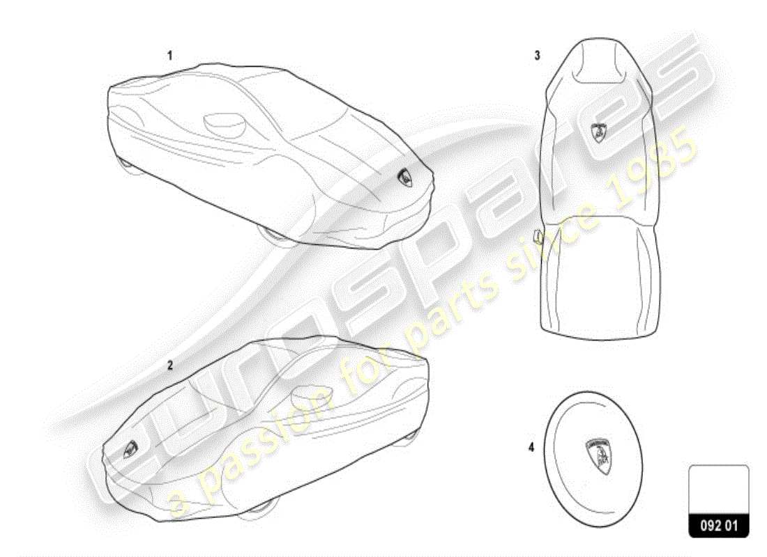 a part diagram from the lamborghini huracan accessories parts catalogue