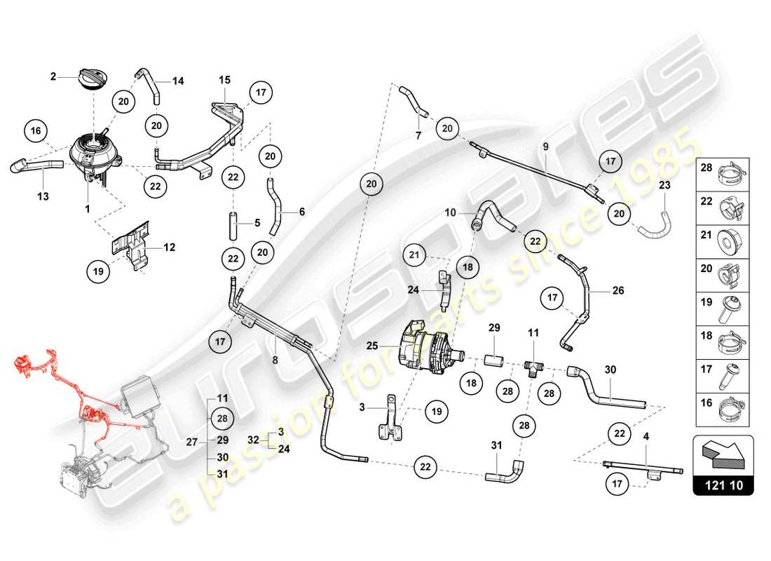 a part diagram from the lamborghini sian parts catalogue