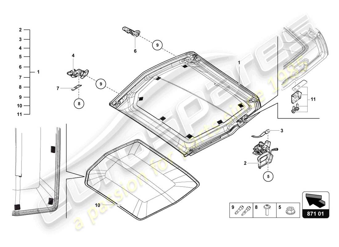 a part diagram from the lamborghini aventador lp750-4 sv parts catalogue