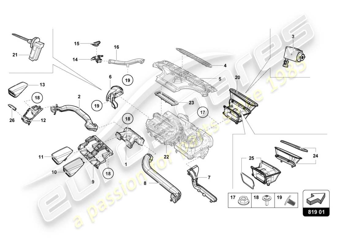 a part diagram from the lamborghini lp610-4 spyder (2018) parts catalogue