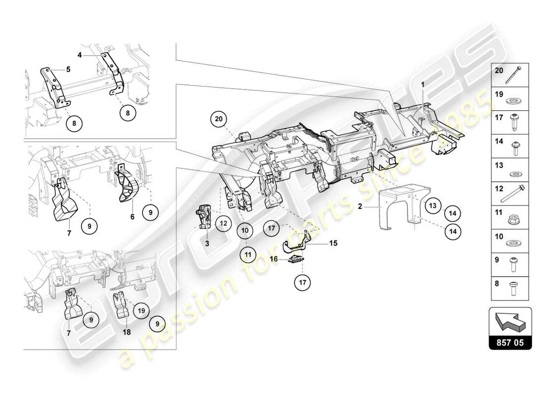 a part diagram from the lamborghini aventador lp740-4 s parts catalogue