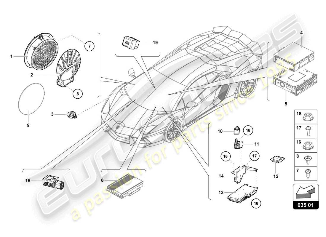 a part diagram from the lamborghini lp740-4 s coupe (2020) parts catalogue