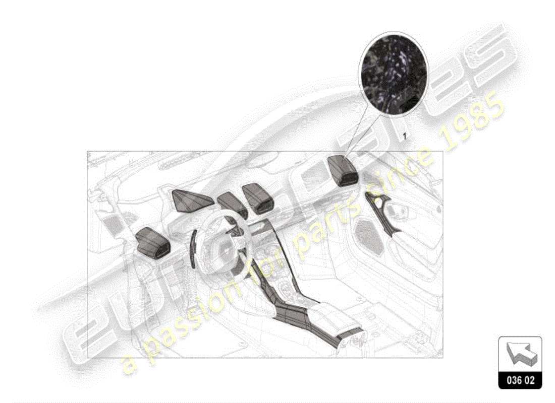 a part diagram from the lamborghini accessories (lp610-4 spider) parts catalogue