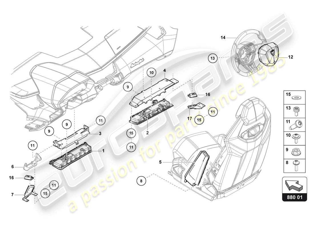 a part diagram from the lamborghini lp740-4 s coupe (2021) parts catalogue