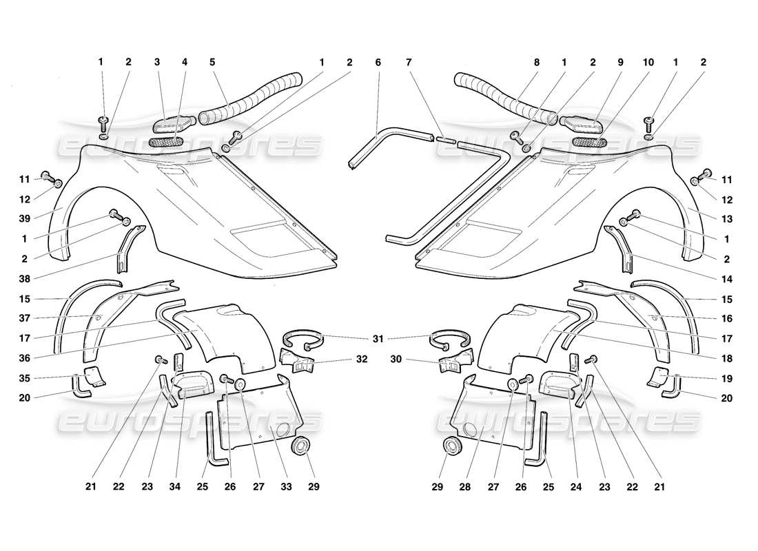 a part diagram from the lamborghini diablo se30 (1995) parts catalogue