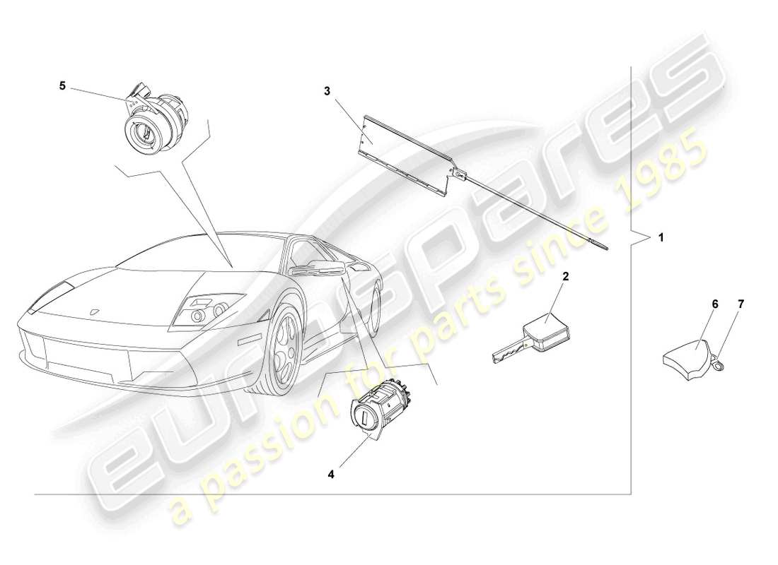 a part diagram from the lamborghini murcielago coupe (2005) parts catalogue