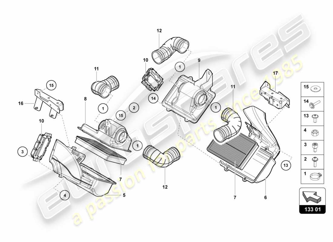 a part diagram from the lamborghini aventador lp700-4 parts catalogue