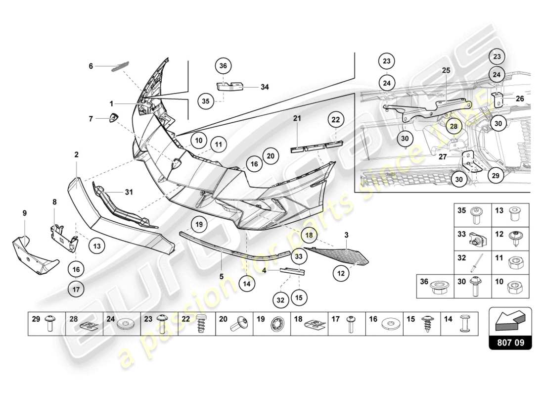 a part diagram from the lamborghini lp750-4 sv roadster (2016) parts catalogue