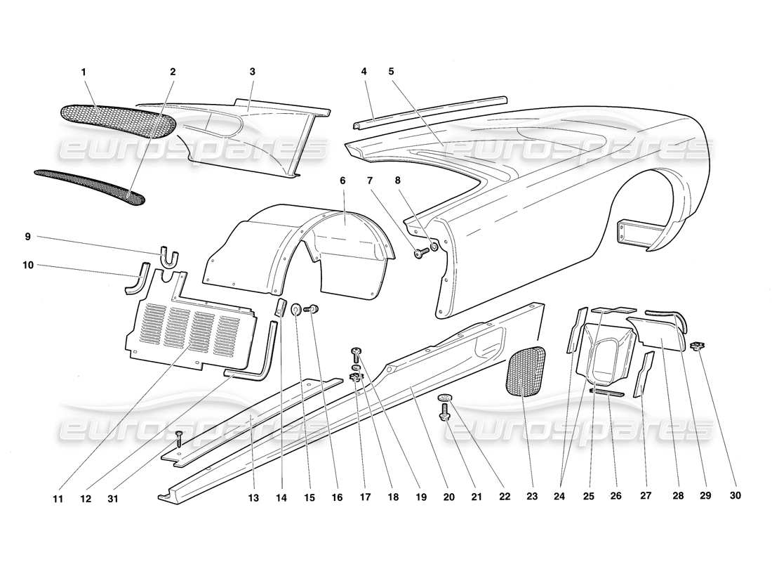 a part diagram from the lamborghini diablo parts catalogue