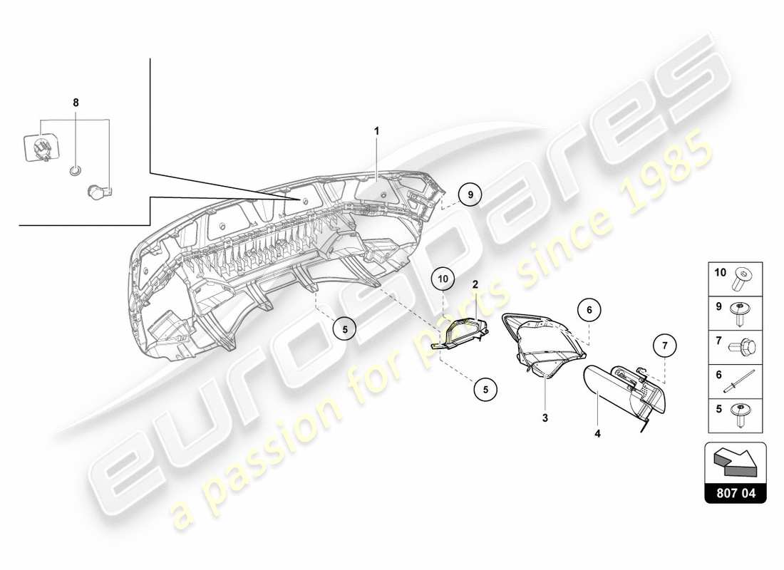 a part diagram from the lamborghini lp580-2 coupe (2017) parts catalogue
