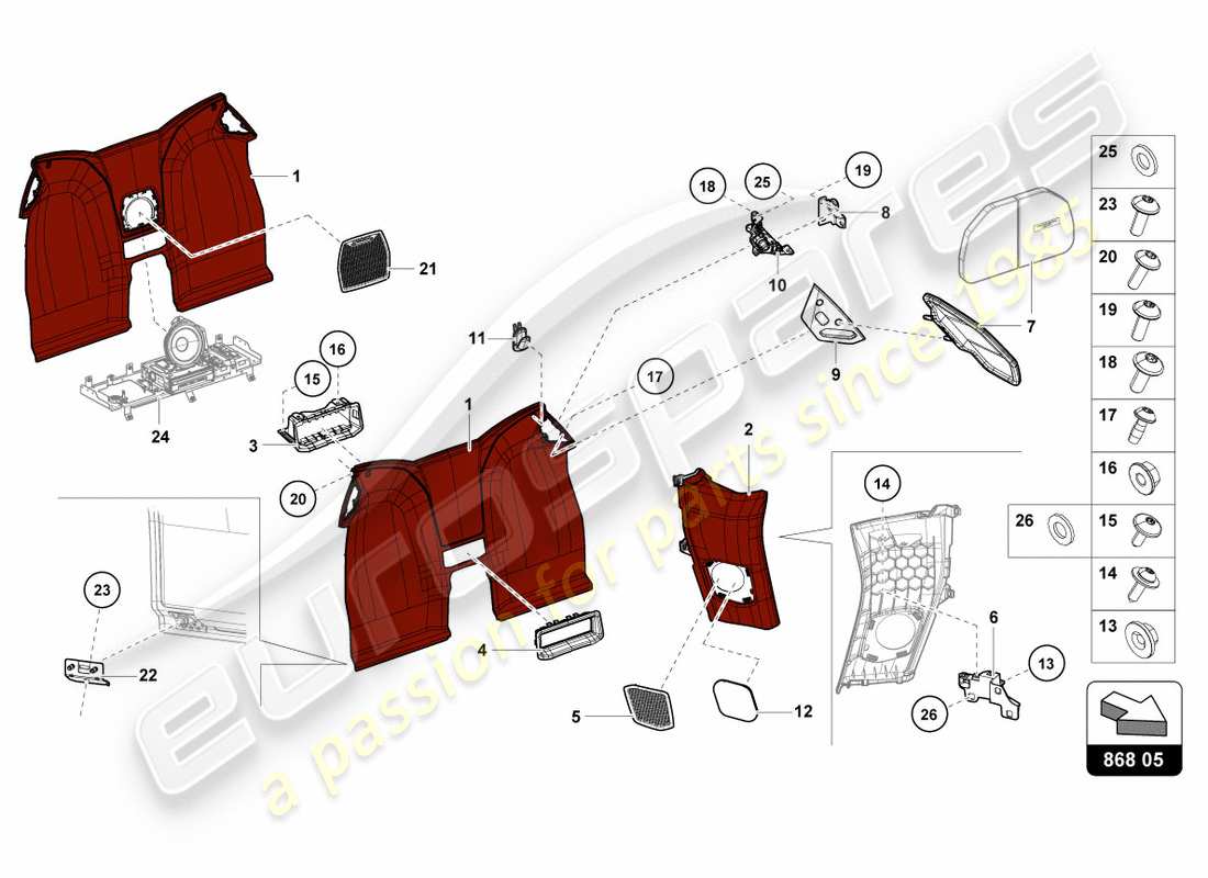 a part diagram from the lamborghini huracan performante parts catalogue