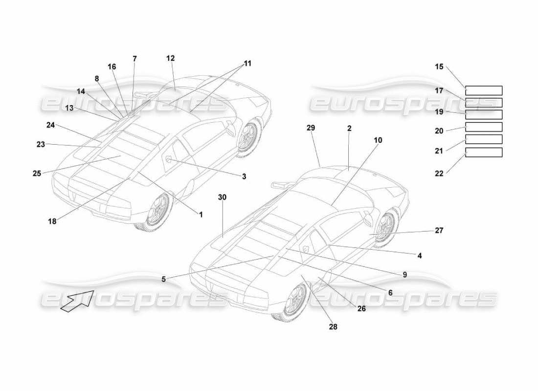 a part diagram from the Lamborghini Murcielago LP670 parts catalogue