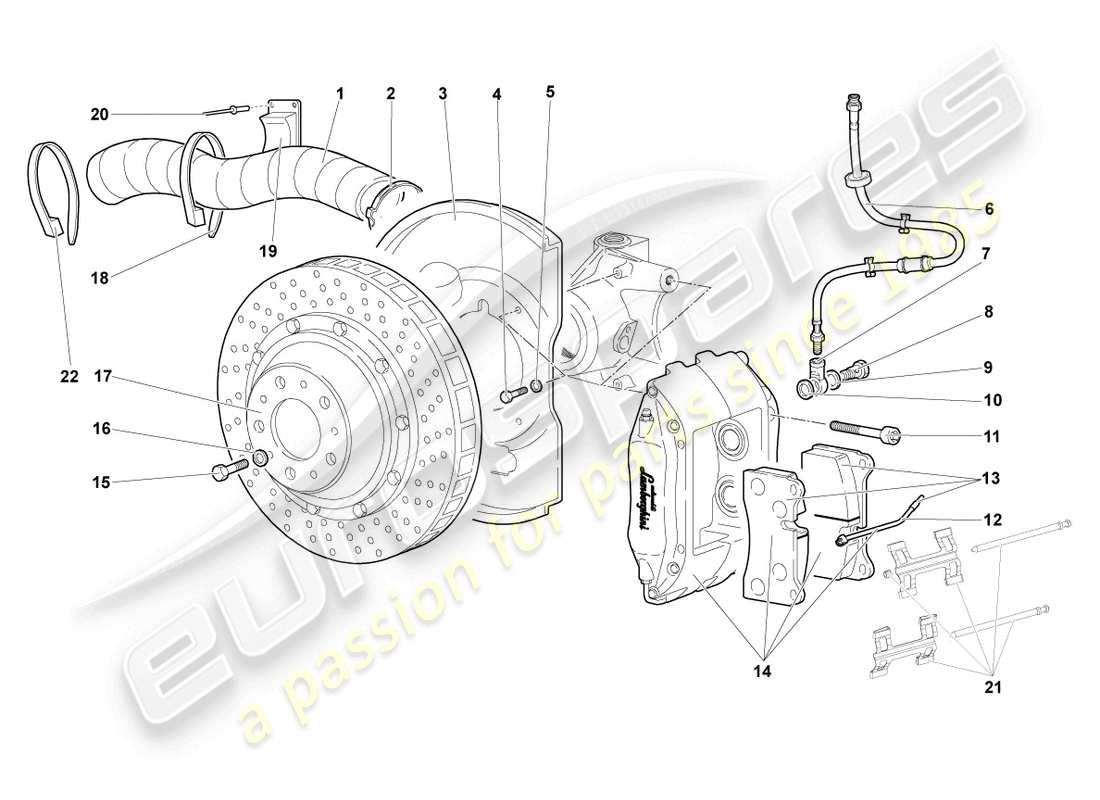 a part diagram from the lamborghini murcielago coupe (2003) parts catalogue