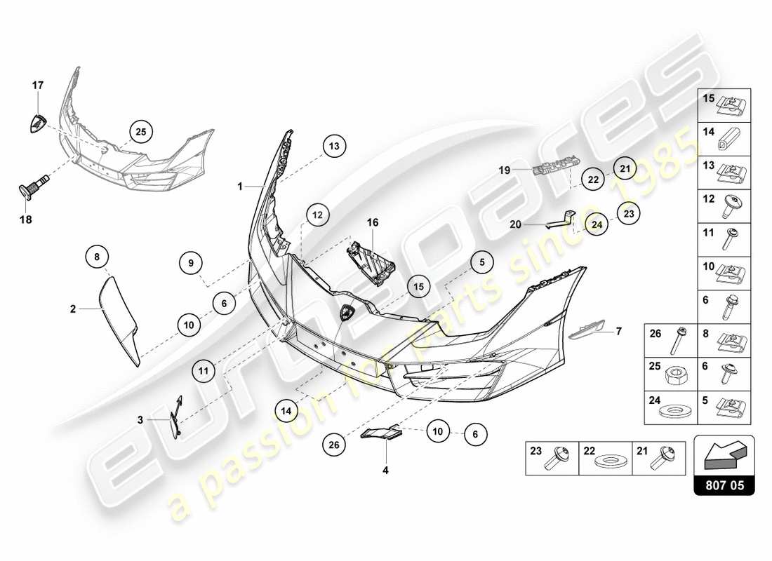 a part diagram from the lamborghini lp580-2 coupe (2018) parts catalogue