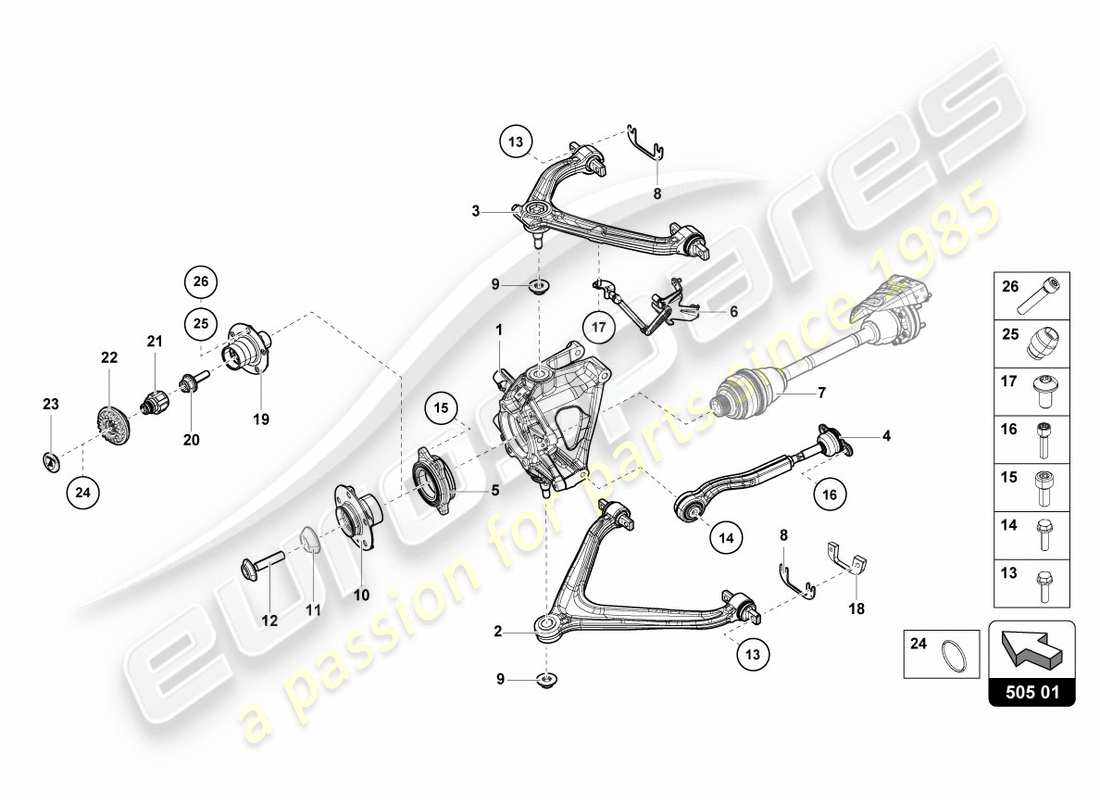 lamborghini performante spyder (2018) rear axle rear parts diagram