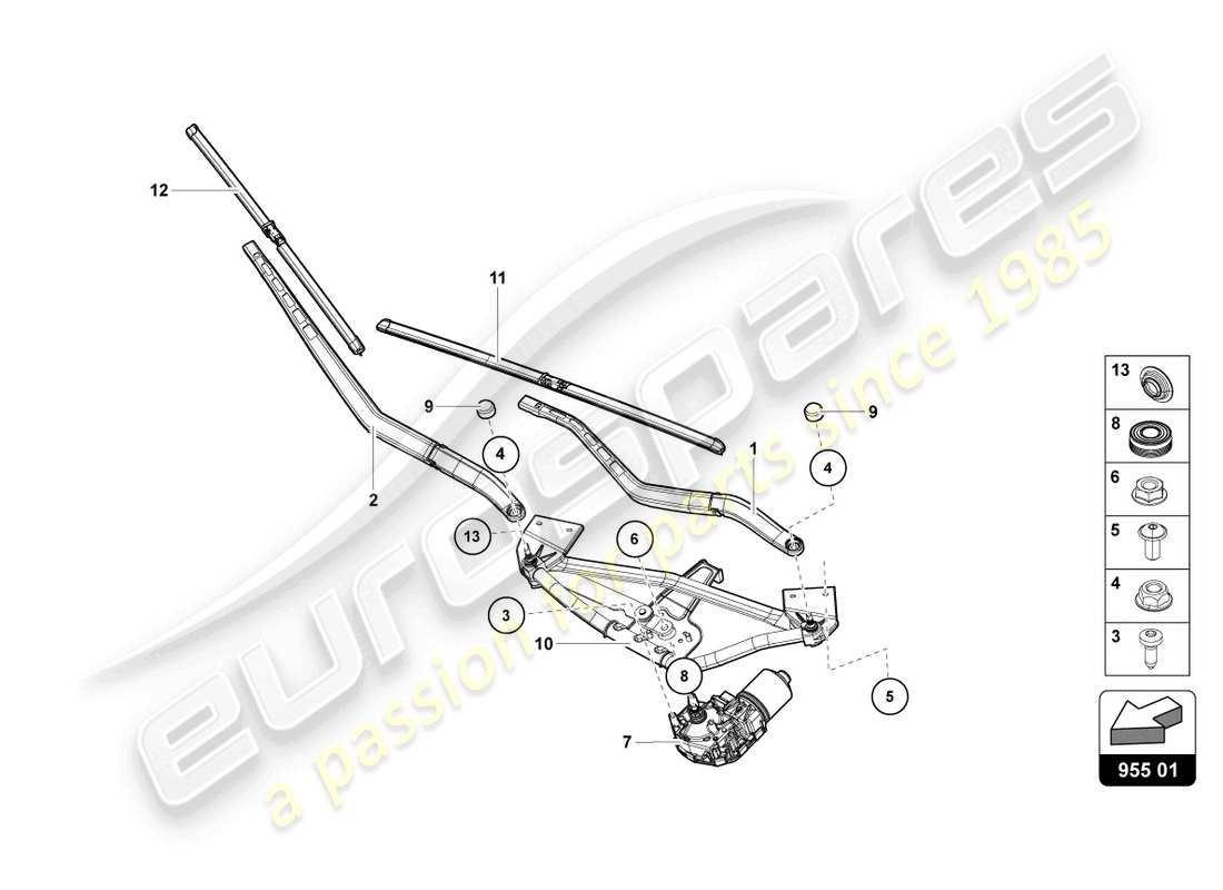 lamborghini lp700-4 roadster (2014) windshield wiper parts diagram