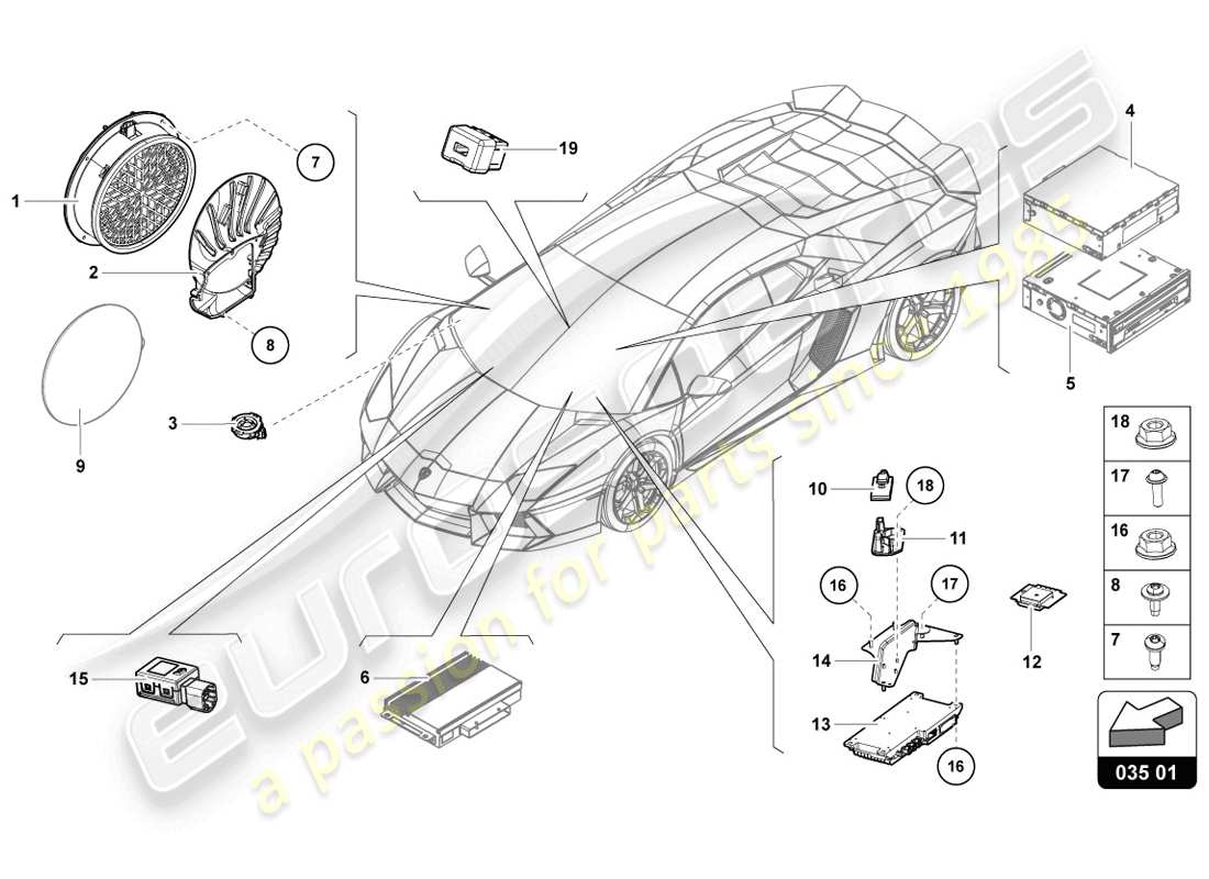 lamborghini lp720-4 coupe 50 (2014) radio unit parts diagram