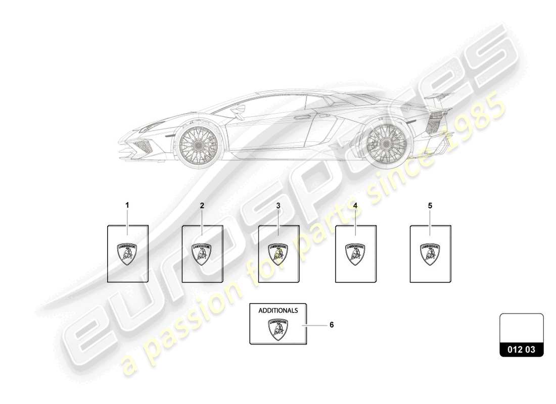 lamborghini lp750-4 sv coupe (2017) 1 set vehicle literature parts diagram