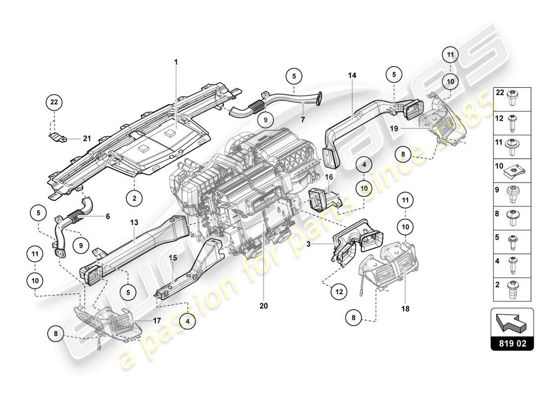 lamborghini lp770-4 svj roadster (2020) air guide channel parts diagram