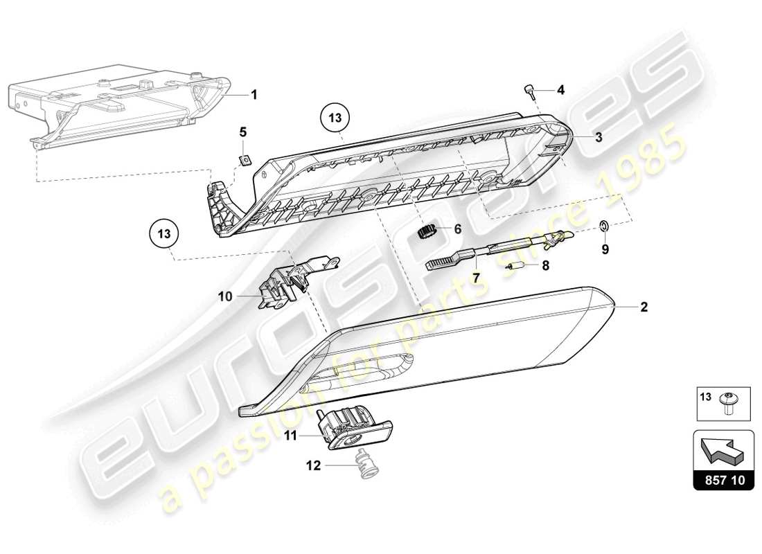 lamborghini 2014 (lp720-4 coupe 50) glove compartment part diagram