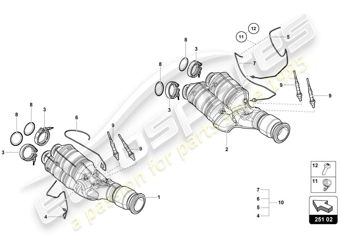 lamborghini lp720-4 coupe 50 (2014) catalytic converter parts diagram