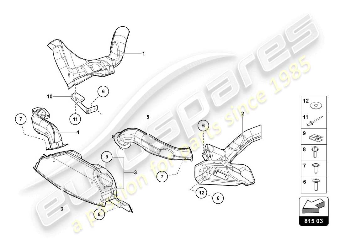 lamborghini lp720-4 coupe 50 (2014) air duct cardboard parts diagram