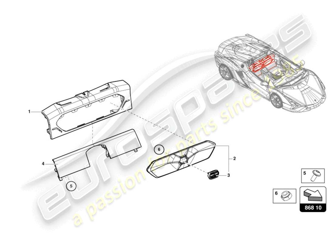 lamborghini sian (2021) rear panel trim parts diagram