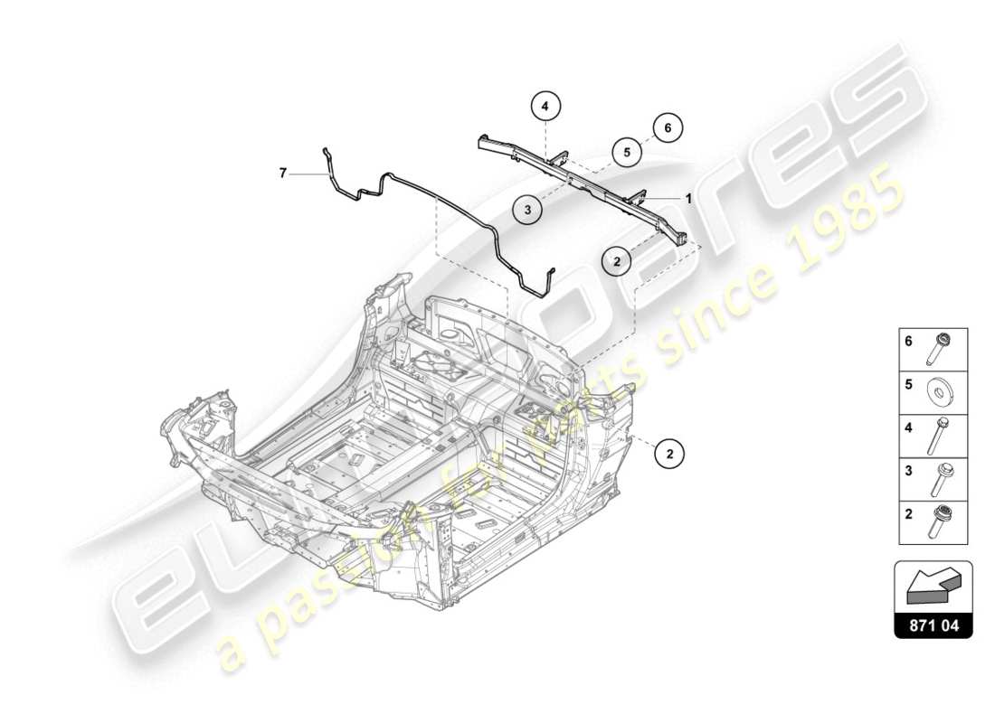 lamborghini 2020 (evo spyder 2wd) cross member part diagram