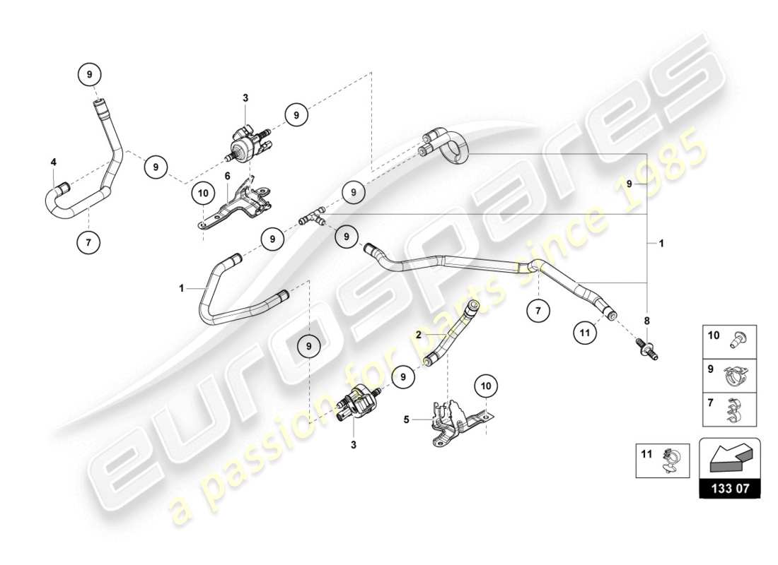 lamborghini evo coupe 2wd (2020) vacuum system parts diagram