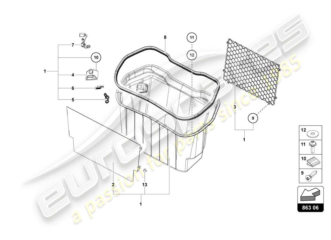 lamborghini 2021 (lp740-4 s coupe) luggage boot trims part diagram