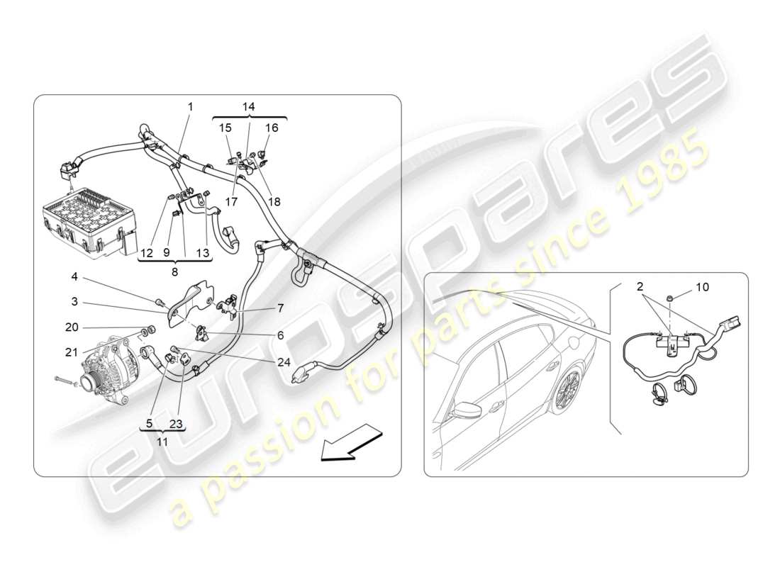 a part diagram from the maserati quattroporte m156 (2017 onwards) parts catalogue