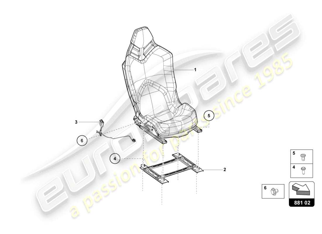 lamborghini sian (2021) sports seat parts diagram