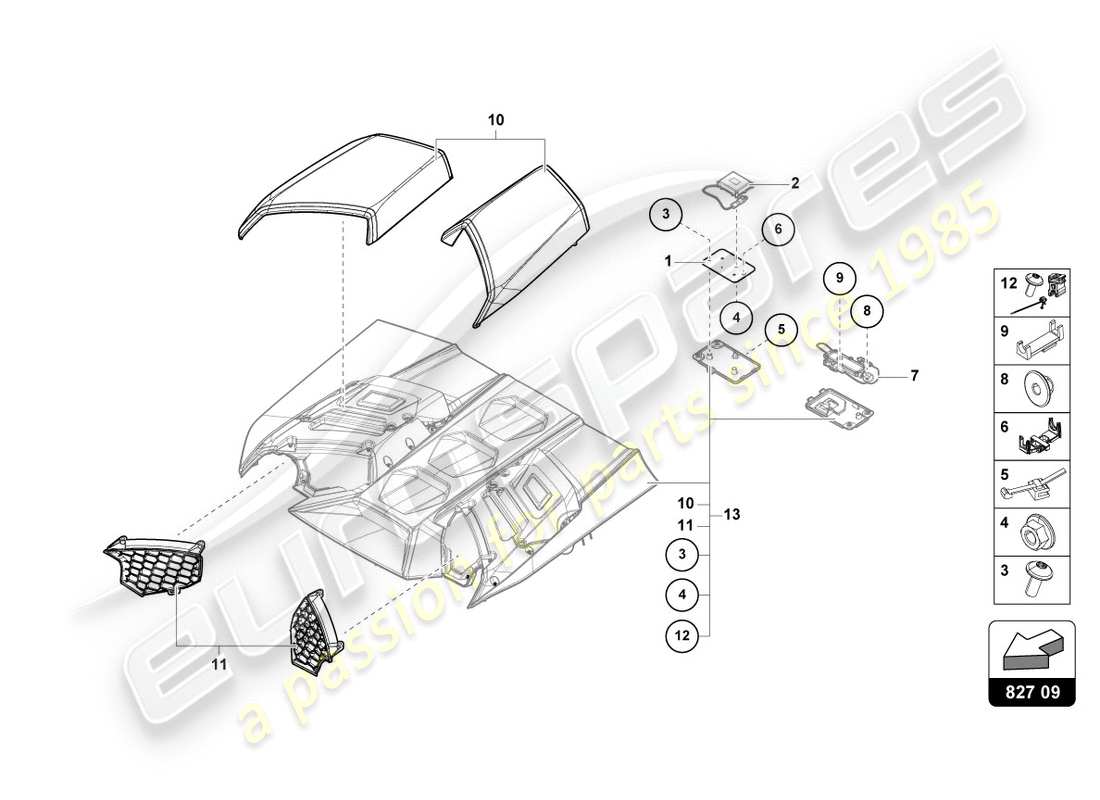 a part diagram from the lamborghini huracan performante parts catalogue