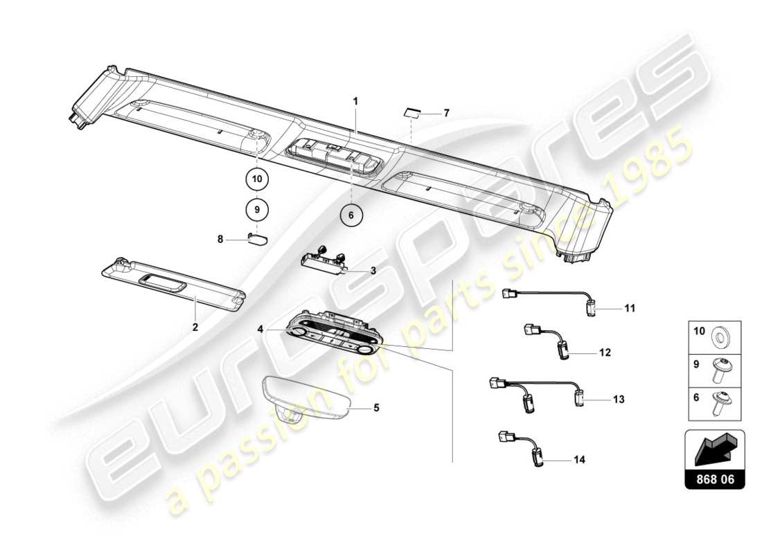 lamborghini evo spyder 2wd (2020) front panel trim parts diagram