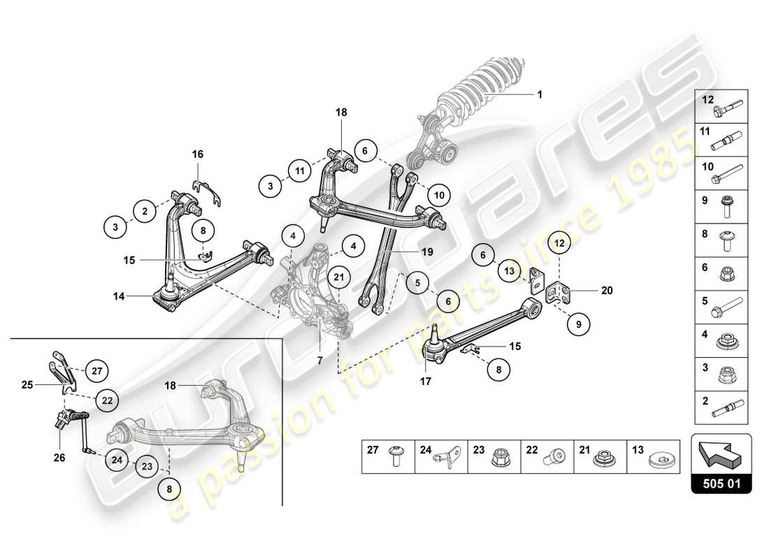 lamborghini lp700-4 roadster (2015) suspension rear parts diagram