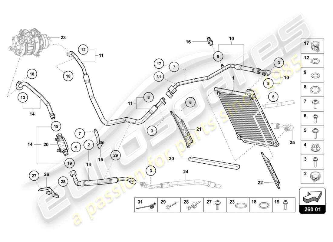 lamborghini lp740-4 s roadster (2021) a/c condenser part diagram