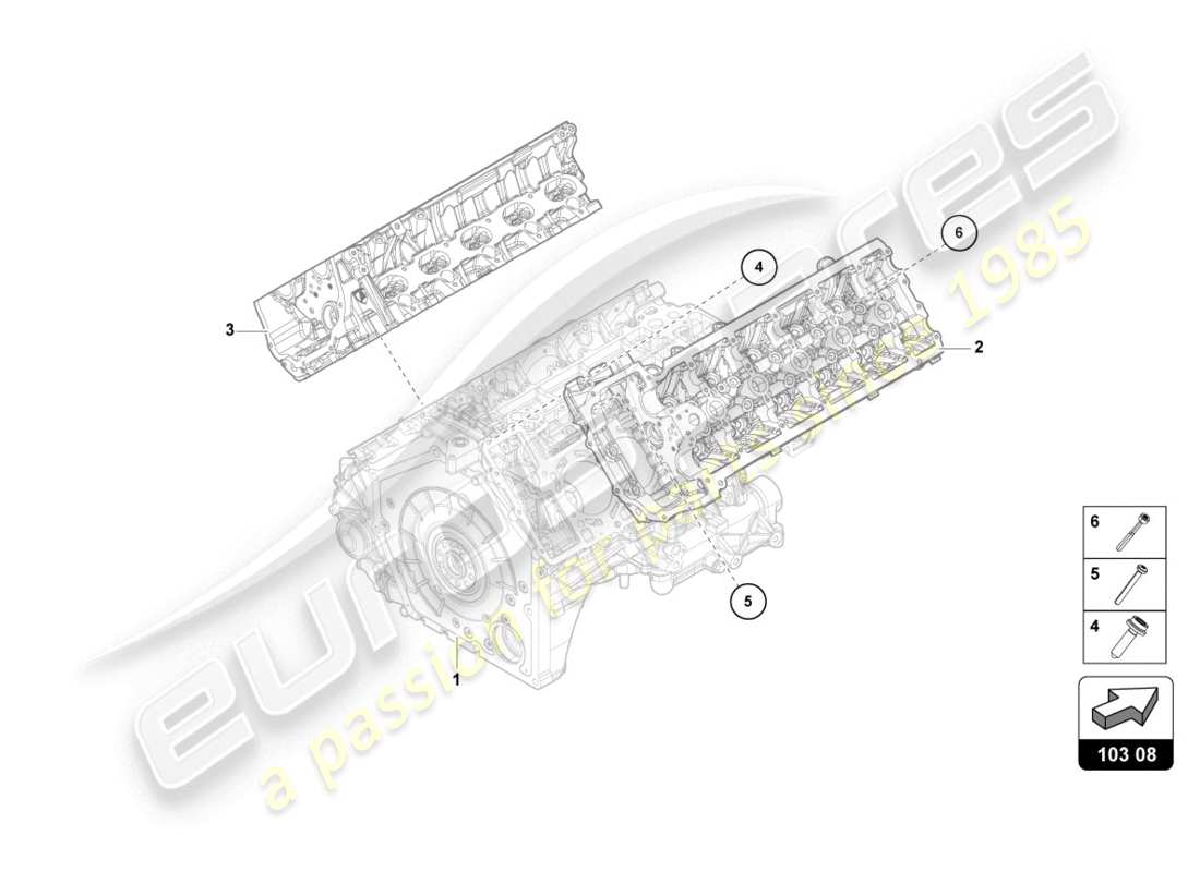 lamborghini 2016 (lp610-4 coupe) complete cylinder head (without camshaft and without glow plug) part diagram
