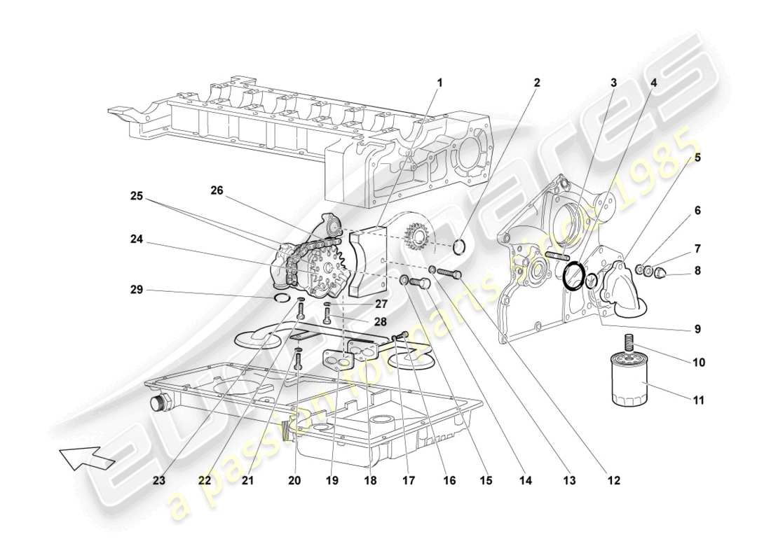 lamborghini murcielago coupe (2005) oil pump parts diagram
