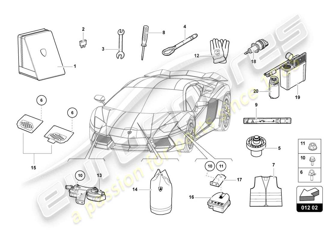 lamborghini sian (2020) vehicle tools parts diagram