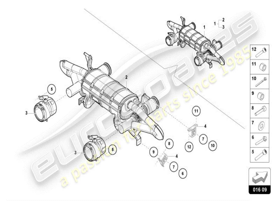 lamborghini accessories (performante spyder) sports exhaust system (compl.) part diagram