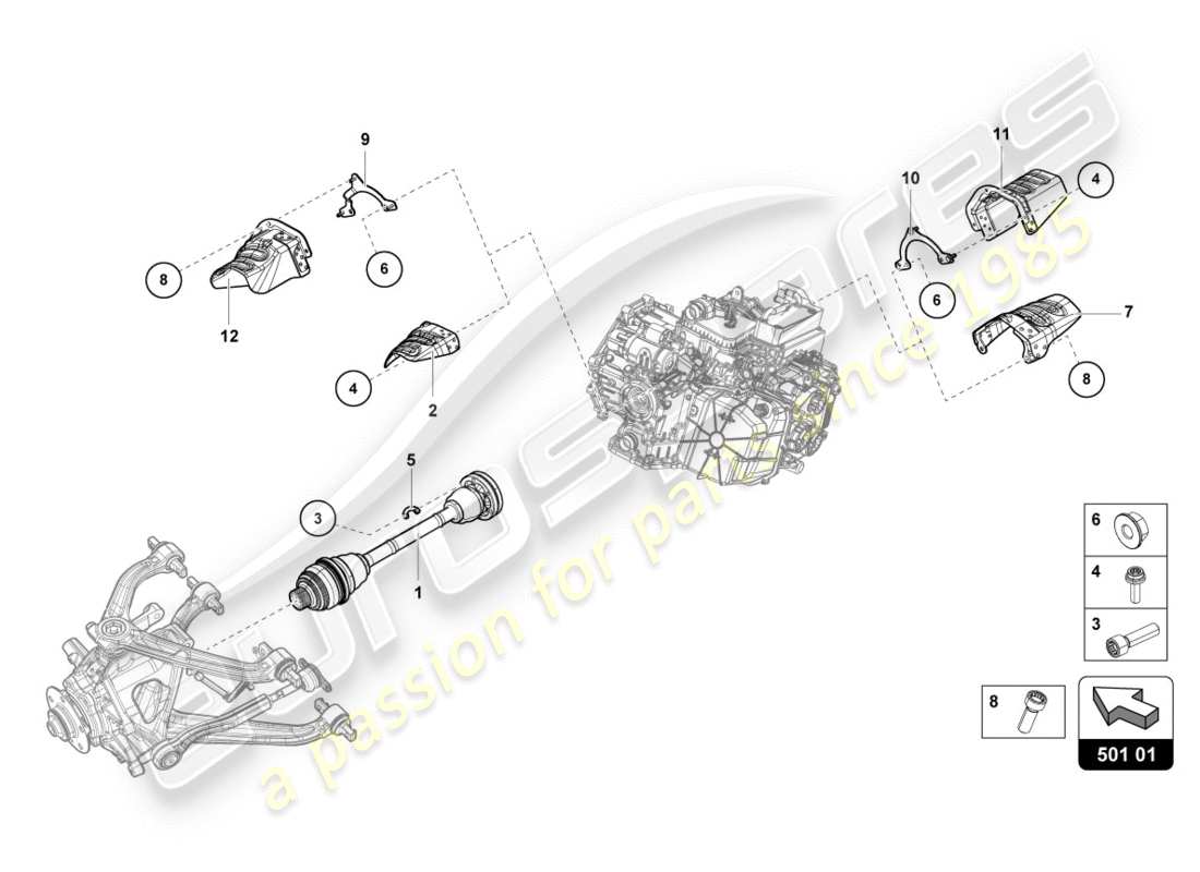lamborghini performante coupe (2020) axle shaft rear parts diagram
